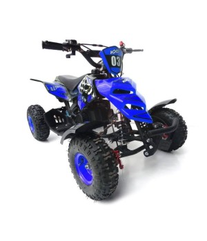 Mini Quad KXD M5 49cc ruote 4" - Colore Blu - Vista Frontale Destra