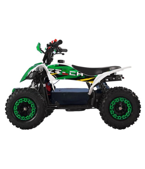 Mini Quad Elettrico Ztech E-Storm 1000W 36V Ruote 6 Colore Verde - Vista Laterale Sinistra