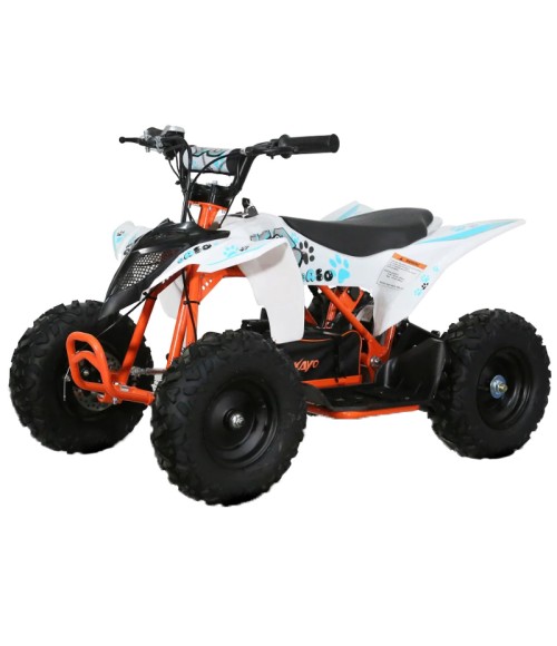 Mini Quad E-ATV Kayo EA50 500W 36V Ruote 6" - Grafica Celeste - Vista Frontale Sinistra