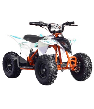 Mini Quad E-ATV Kayo EA50 500W 36V Ruote 6" - Grafica Celeste - Vista Frontale Destra