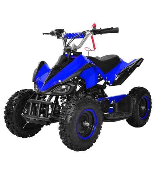 Mini Quad Raptor M6 49cc 2 tempi ruote 4" - Colore Blu - Vista Frontale Sinistra