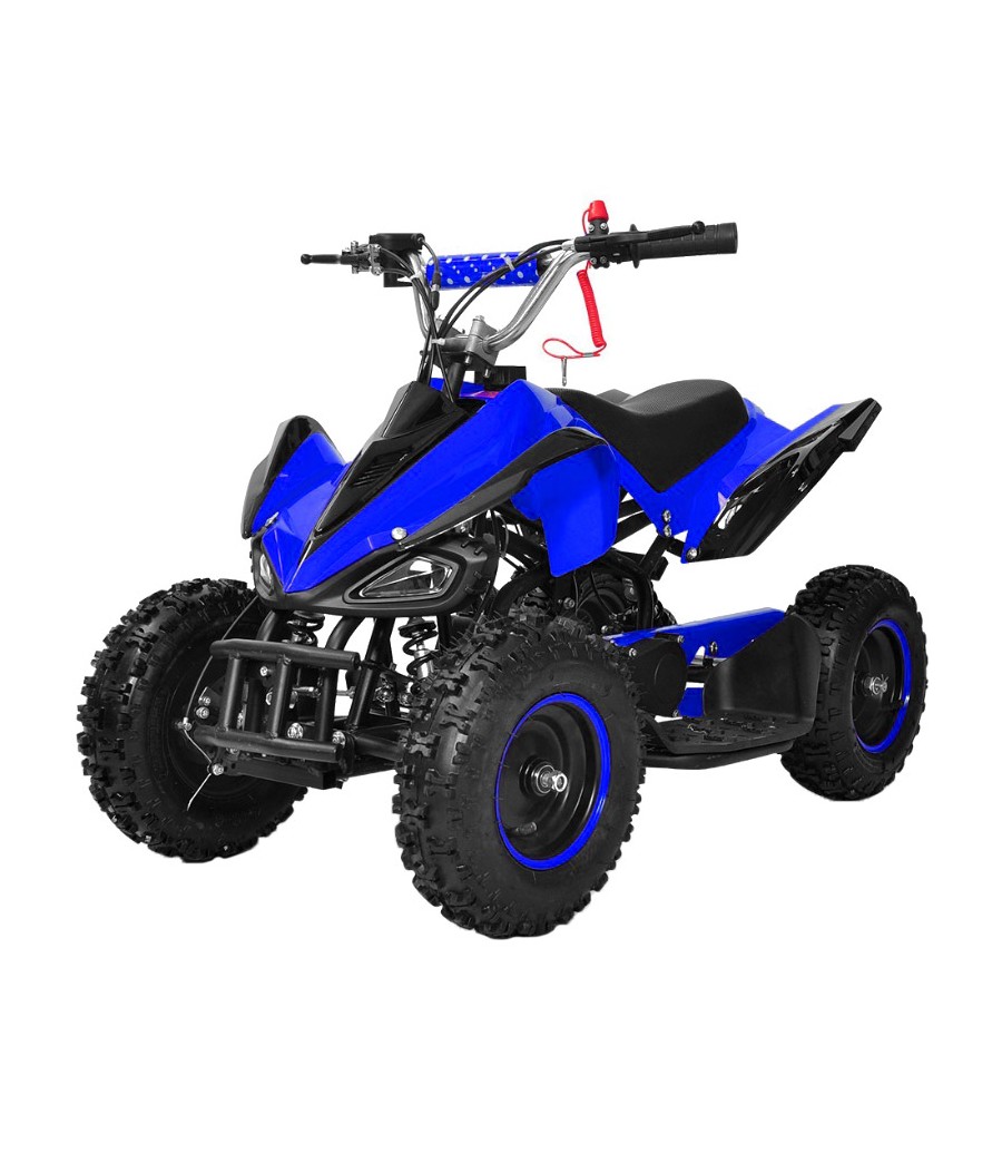 Mini Quad Raptor M6 49cc 2 tempi ruote 4" - Colore Blu - Vista Frontale Sinistra