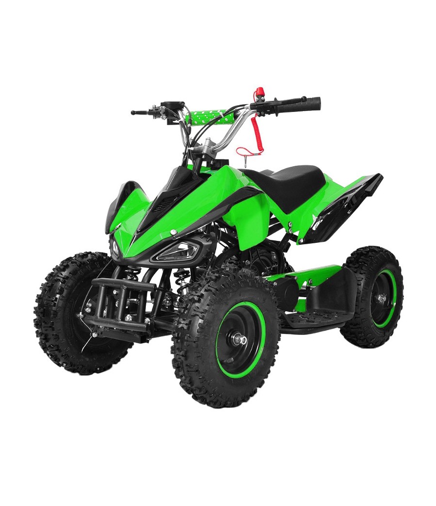 Mini Quad Raptor M6 49cc 2 tempi ruote 4" - Colore Verde - Vista Frontale Sinistra