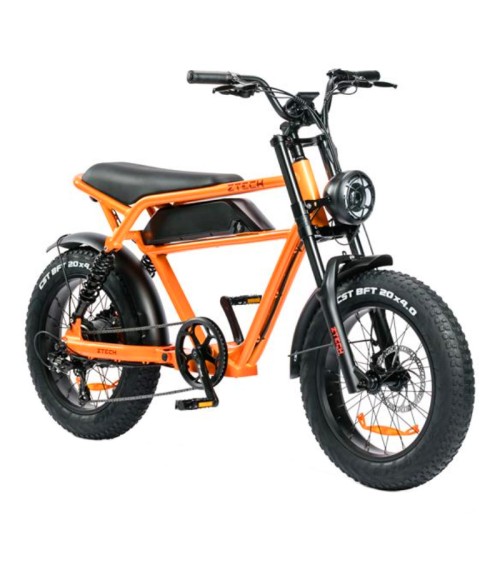 Bici Elettrica ZTECH ZT-75A LEGACY 3.0 250W - Colore Arancione - Vista Frontale Destra