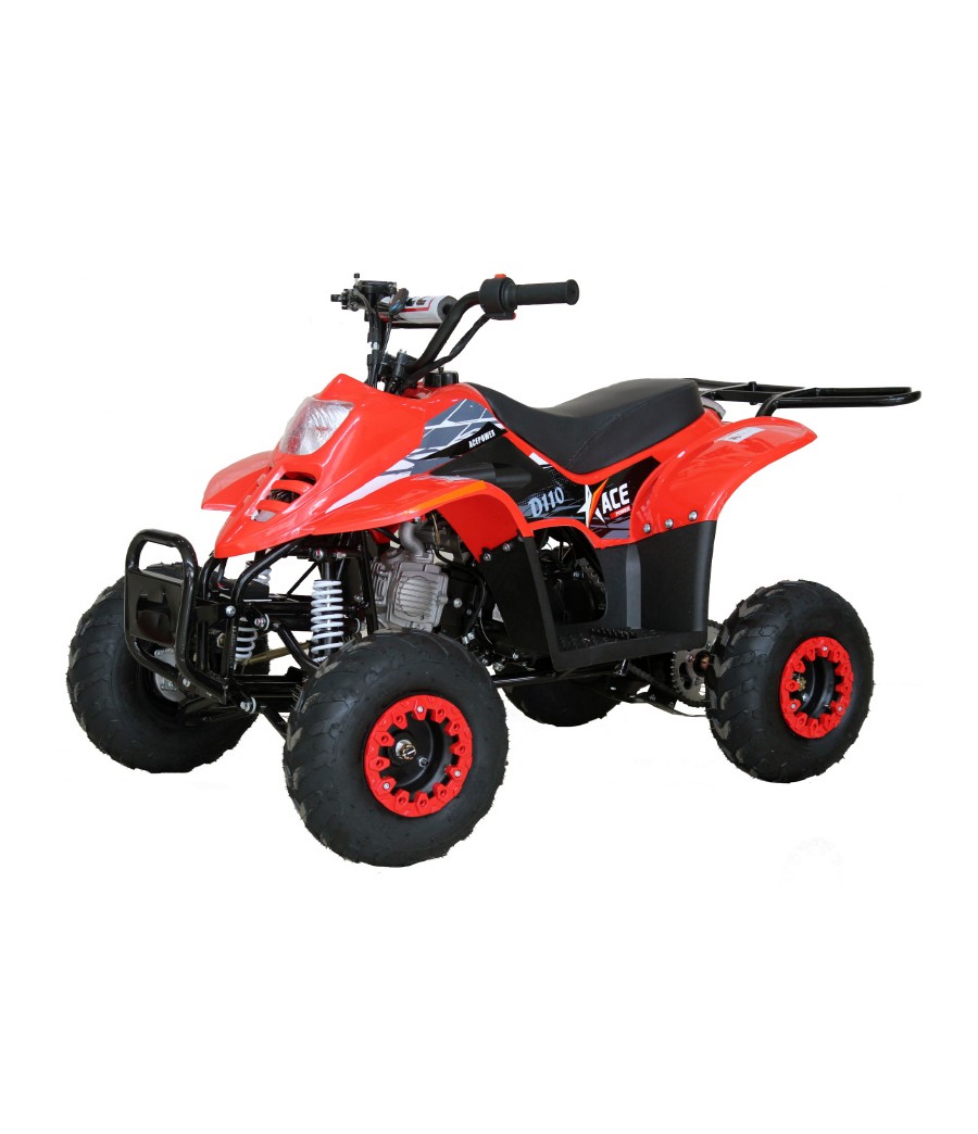 Mini Quad EGL ACE 110cc Ruota 6 - Colore Nero/Rosso - Vista Frontale Sinistra