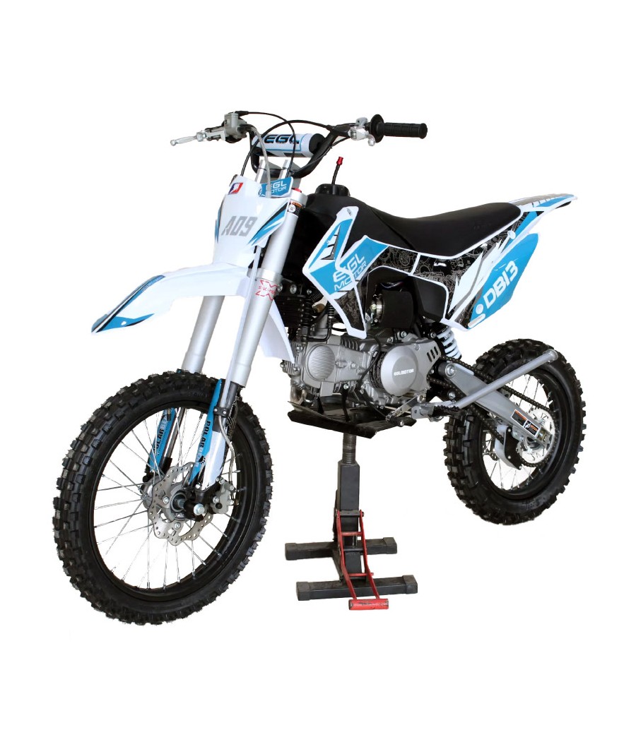 Pitbike EGL Diabolik DB13 150cc 17/14 Manuale - Colore Blu - Vista Frontale Sinistra