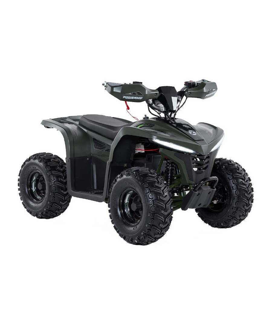 Mini Quad E-ATV Ztech Powerkid 750W Ruote 7" - Colore Verde - Vista Frontale Destra